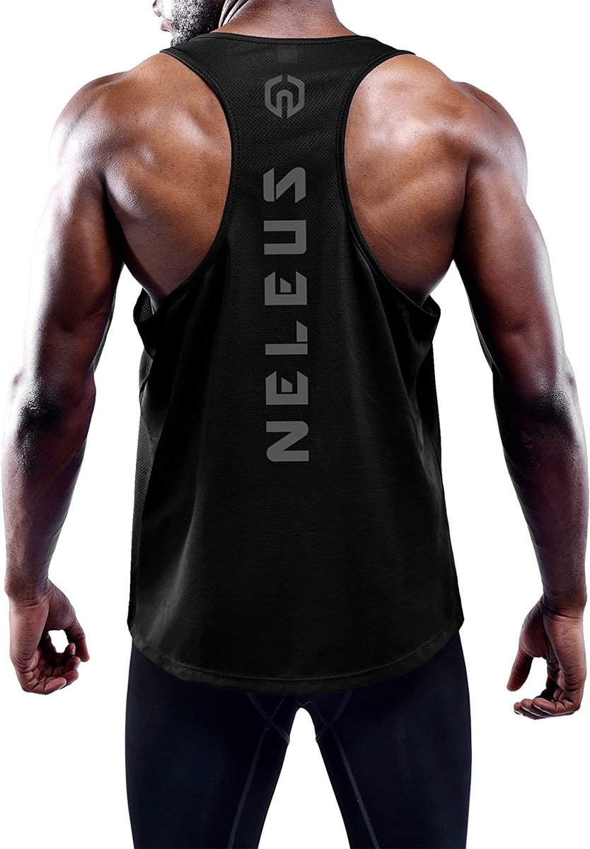 NELEUS 男式 3 件装干爽版型 Y 型背部肌肉背心