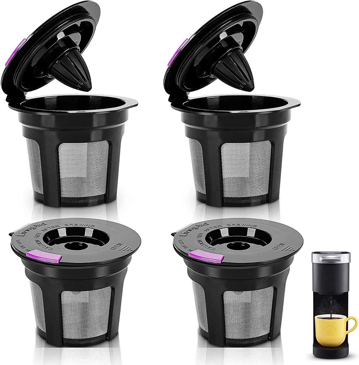适用于 Keurig 的可重复使用 K 杯，可重复使用 K CUP 咖啡过滤器可再填充单个 K CUP 适用于 Keurig 2.0 1.0 BPA Free-6 包
