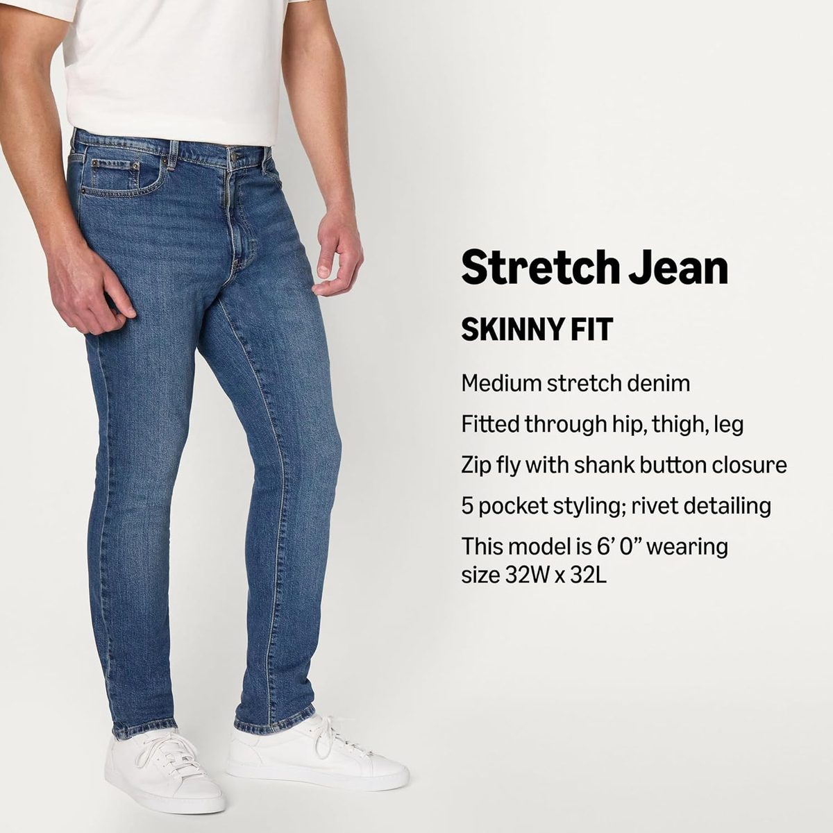 Amazon Essentials男式中弹力紧身牛仔裤