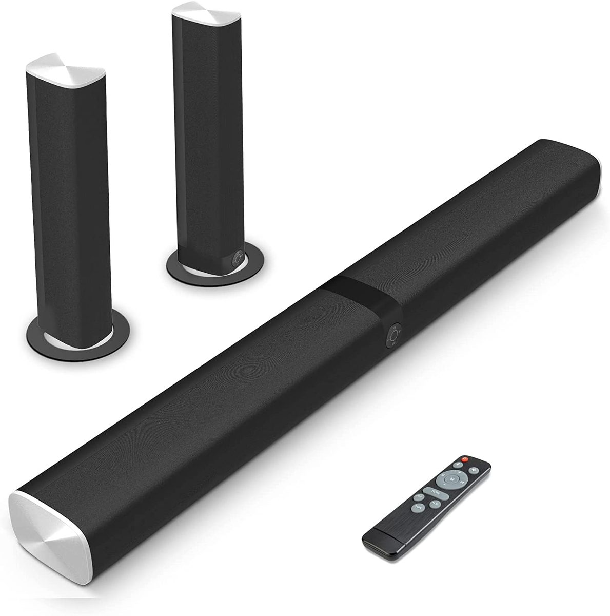 Assistrust Sound Bar，KY8000 50W Soundbar for TV Wired &amp Bluetooth 5.0 with 4 Speakers Drivers 32 Inch Surround Sound, 2 in 1 Detachable