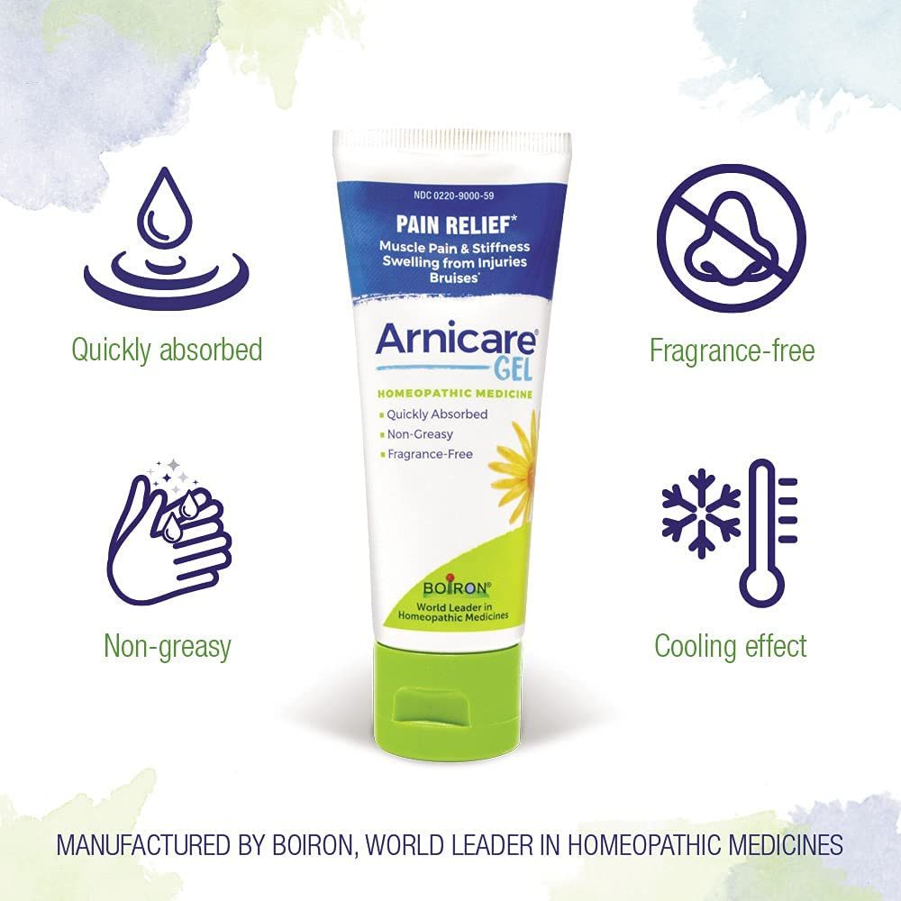 Boiron Arnicare Gel for Soothing Relief of Joint Pain, Muscle Pain, Muscle Soreness, and Swelling from 瘀伤或损伤 - 不油腻，无香料 - 2.6 盎司