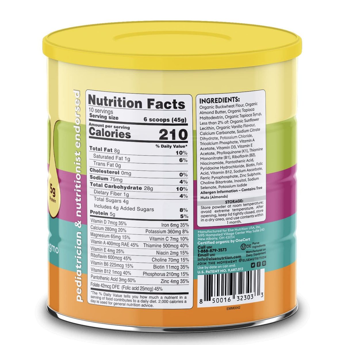 Else Nutriomplete 营养奶昔粉，Plant-Baean，完整儿童营养 D，不含大豆，不含乳制品，16 盎司，奶油香草味