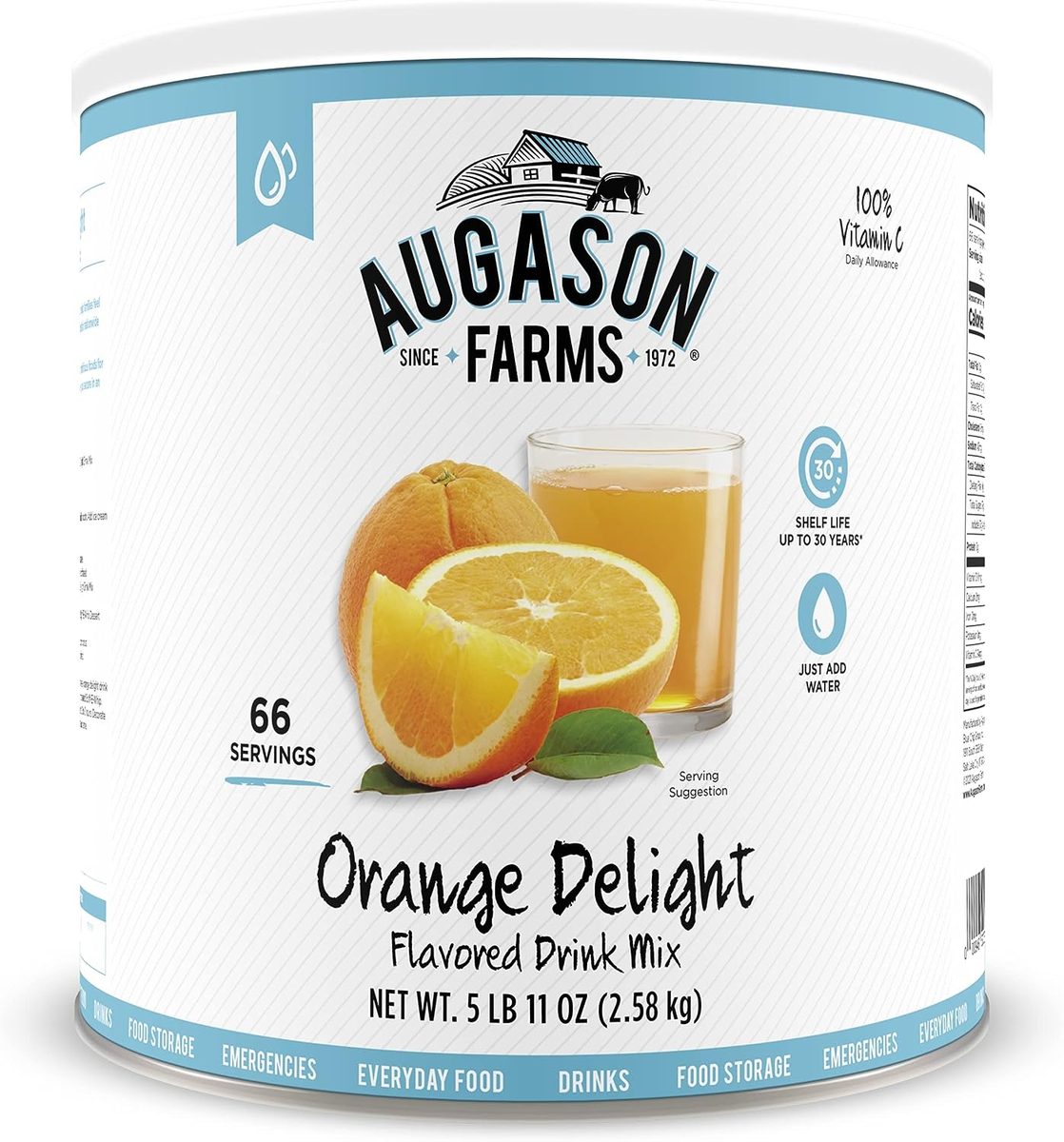 Augason Farms Orange Delight 混合饮料 5 磅 11 盎司& 5-90620 Country Fant 脱脂奶粉，1 磅，13 盎司