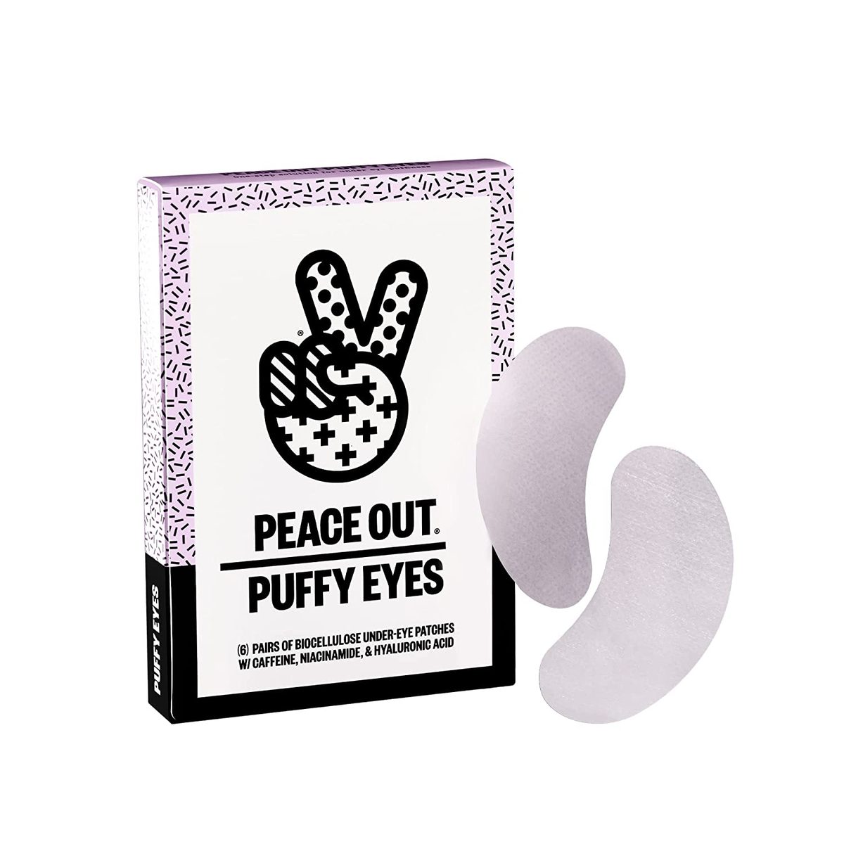 PEACE OUT Skincare 浮肿的眼睛。含有咖啡因和烟酰胺的生物纤维素眼底贴可最大程度地减少浮肿、黑眼圈和疲倦的眼睛（6 对）