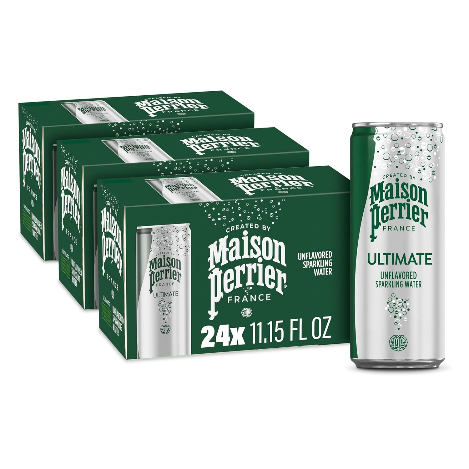 Maison Perrier终极苏打水，11.15盎司罐装，8支，3包