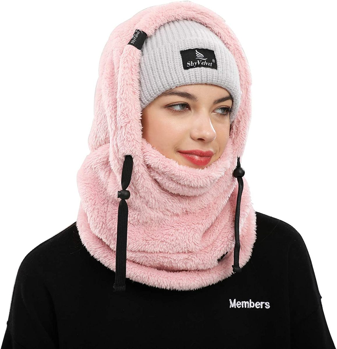 Shy Velvet Balaclava 防风冬季面罩，男女抓绒滑雪面罩，保暖面罩帽子围巾