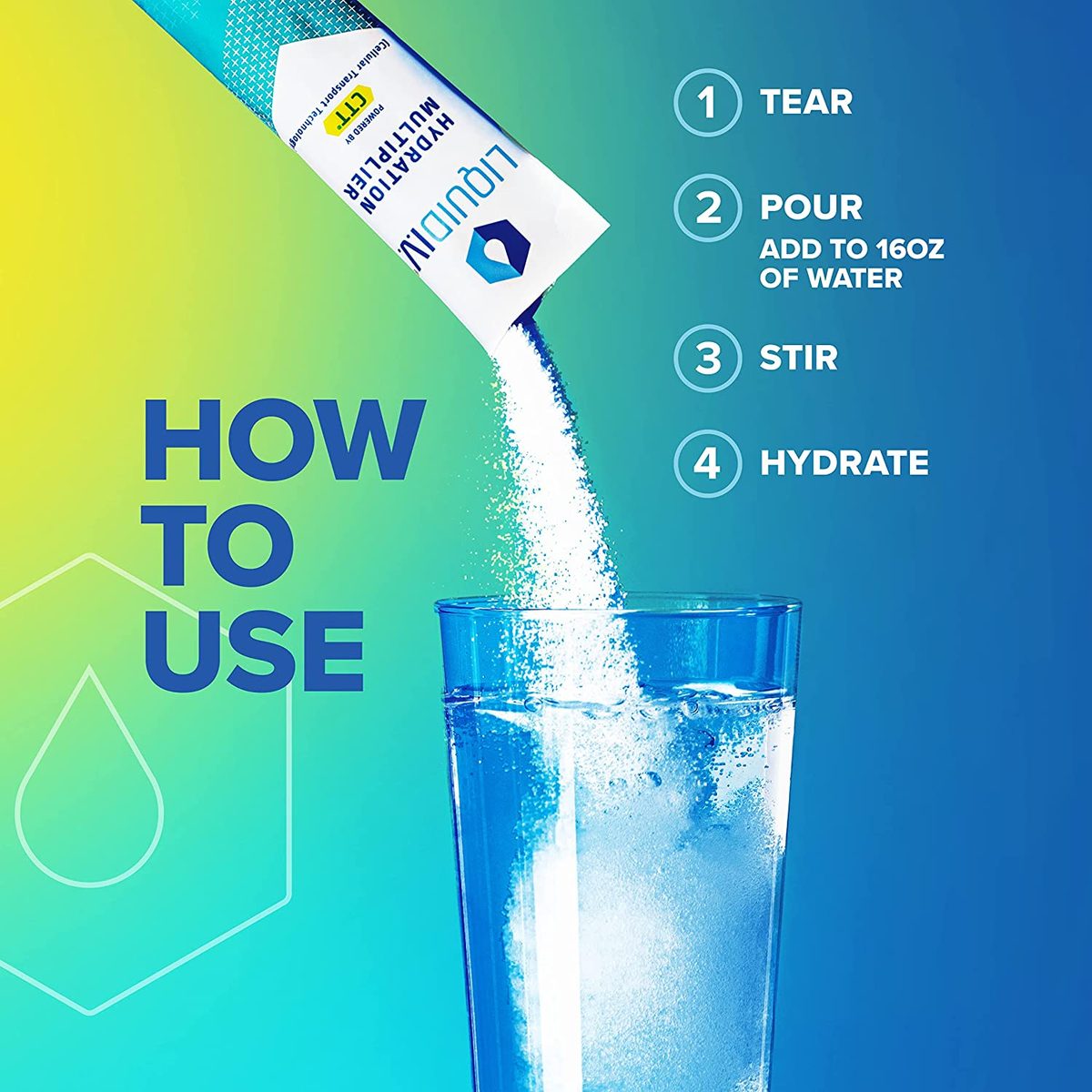 液体 IV 补水倍增器 - 百香果 - 补水粉包 |电解质混合饮料 |易开单份棒 |非转基因 | 16支