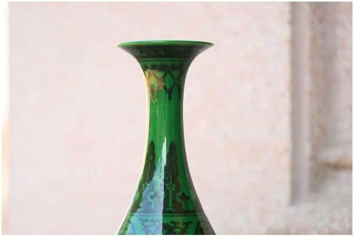 ZSEDP 仿古绿釉陶瓷花瓶花瓶手工摆件客厅卧室装饰