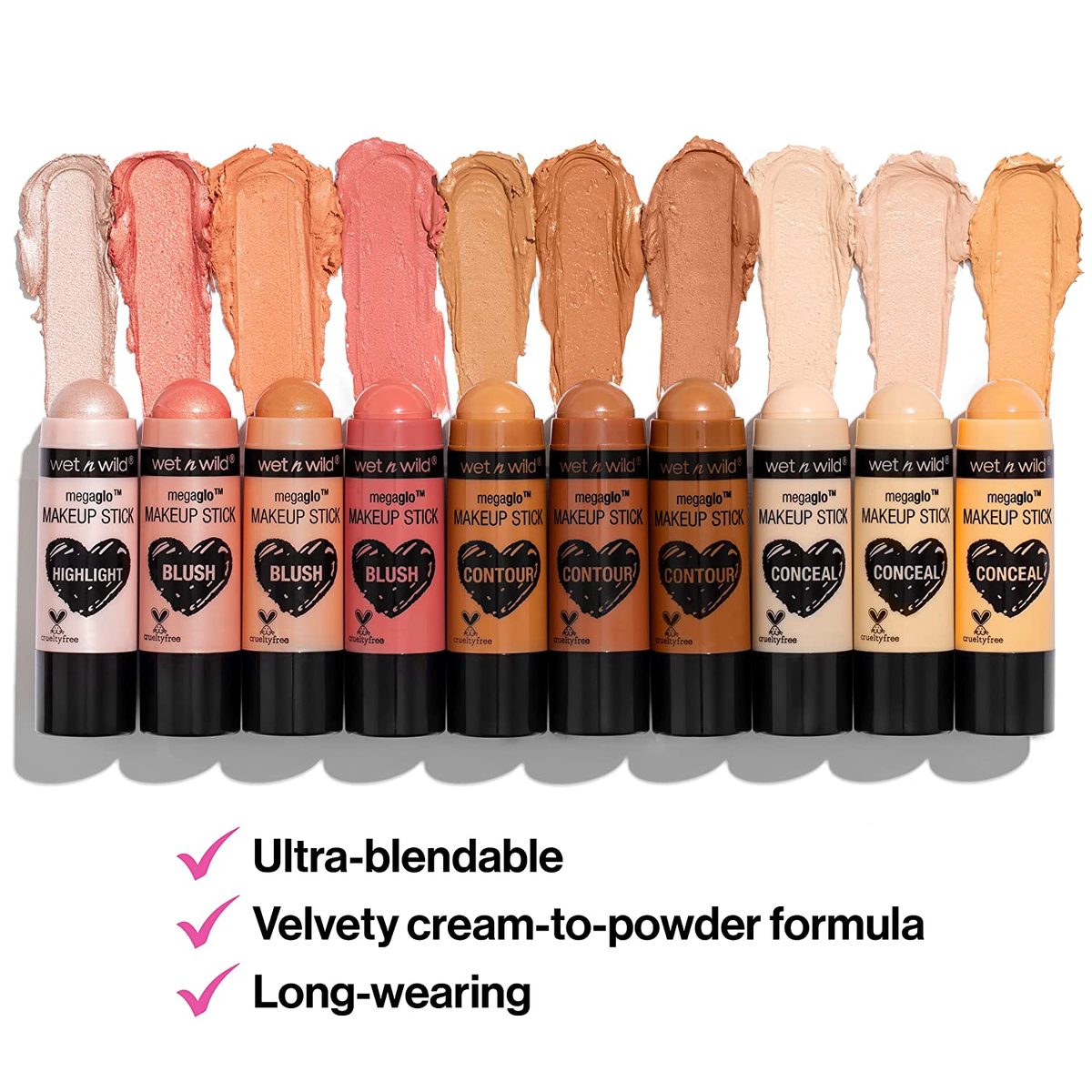Wet n Wild MegaGlo 遮瑕修容腮红棒，蜜桃臀部 |微光 |腮红化妆多棒|脸颊 |奶油