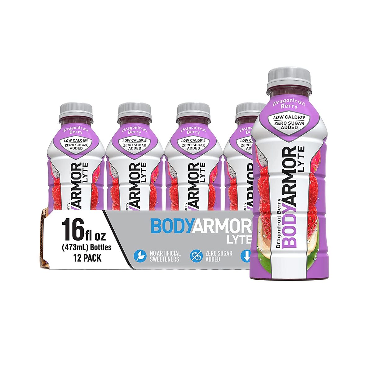 BODYARMOR LYTE 运动饮料低热量运动饮料，火龙果浆果，含维生素的天然香料，富含钾的电解质，非常适合运动员，16 液体盎司（12 件装）