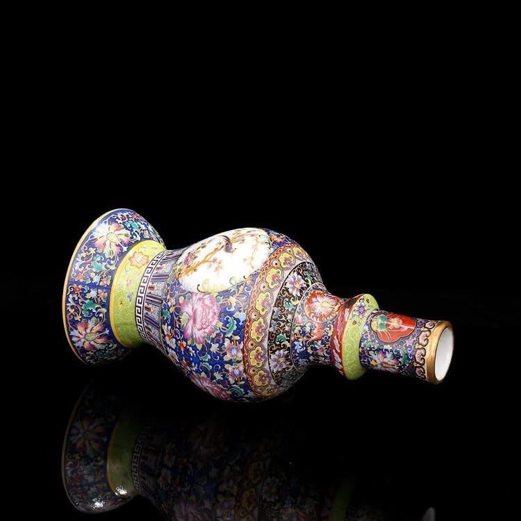 ZSEDP 景德镇古董珐琅花瓶宝塔花瓶花鸟图案古瓷