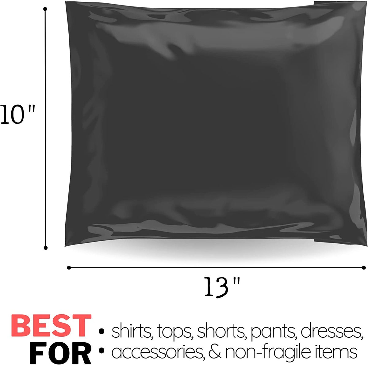 10x13 塑料邮寄包 200 个邮寄用品信封邮寄袋服装塑料小型企业粘性自封黑色