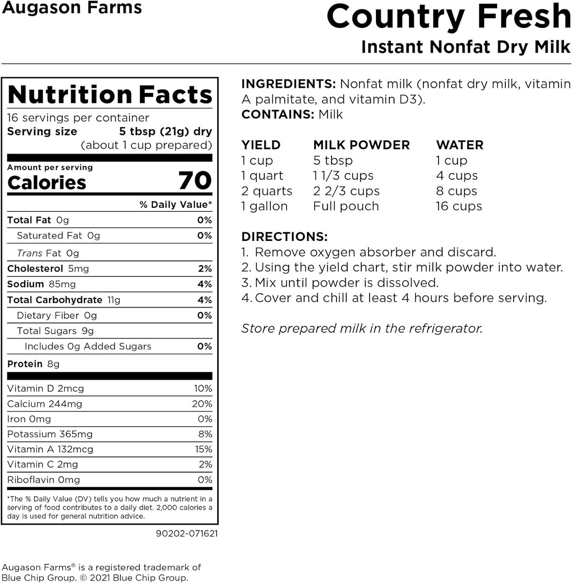 Augason Farms Country Frant 非脂肪密封袋 11.8 盎司