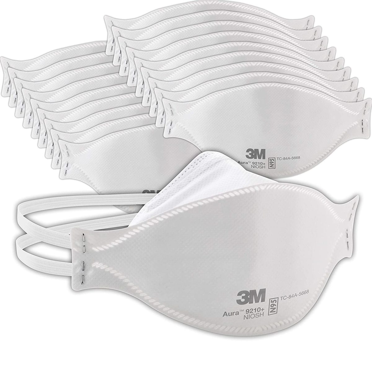 3M Aura 颗粒物呼吸器 9210+，N95，一次性，烟雾，研磨，砂光，锯切，清扫，防尘，装订平折，20/包