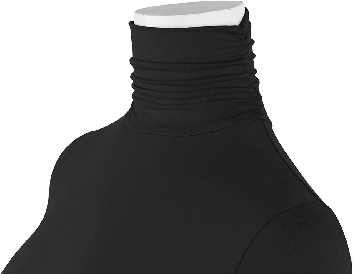 AUHEGN 女式长袖轻质高领上衣修身套头 T 恤（S-XXL）
