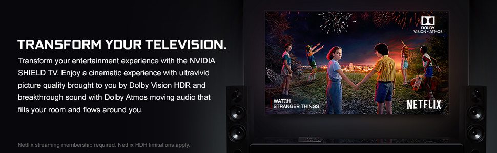 NVIDIA SHIELD Android TV Pro 流媒体播放器； 4K HDR 电影，体育直播，Dolby Vision-Atmos，AI 增强升级，GeForce NOW 云游戏，内置 Google Assistant，与 Alexa 兼容