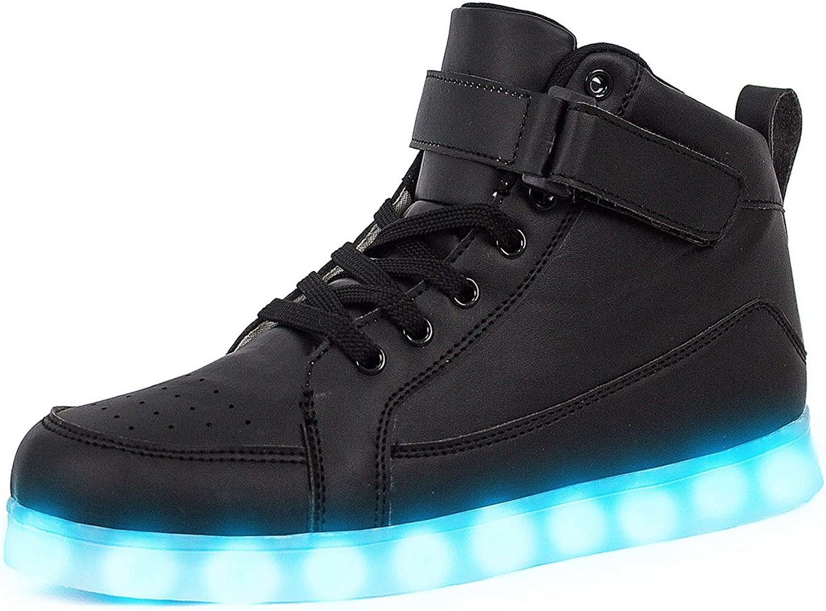 IGxx LED 发光鞋灯男式高帮 LED 运动鞋 USB 充电鞋女式发光发光闪光鞋 LED 儿童