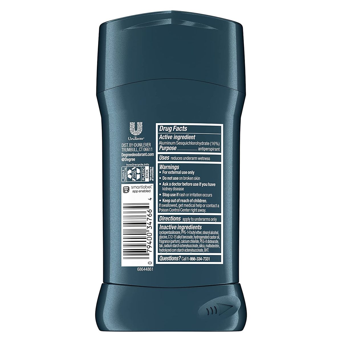 Degree Men Advanced Protection Antiperspirant Deodorant Cool Rush 4 粒装 72 小时防汗防臭止汗剂，采用 MotionSense 技术 2.7 盎司