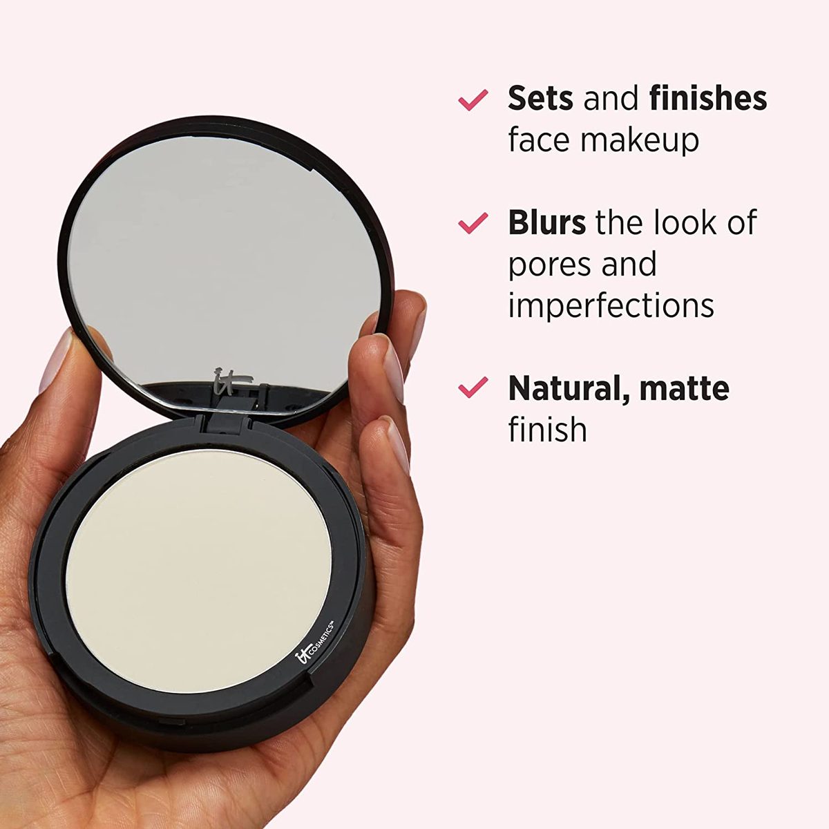 IT Cosmetics Bye Bye 毛孔紧致定妆粉 - 通用半透明色 - 含有抗衰老肽、水解胶原蛋白和抗氧化剂 - 0.31 盎司