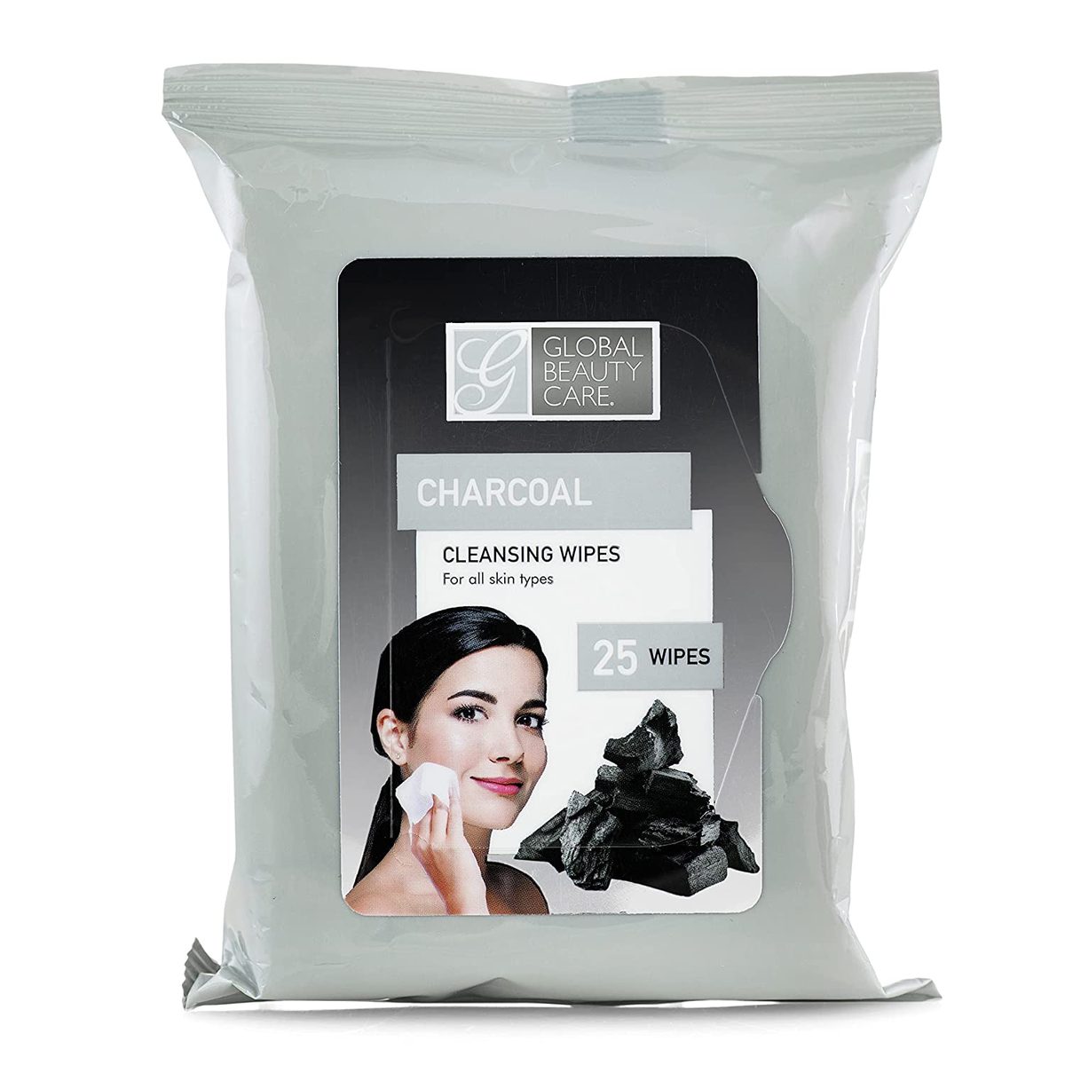 Global Beauty Care 散装清洁湿巾预润湿 4 包木炭清洁布卸妆湿巾 - 非常适合旅行用品 - 100 克拉（4 件装）