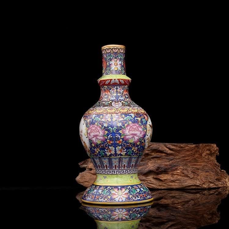 ZSEDP 景德镇古董珐琅花瓶宝塔花瓶花鸟图案古瓷