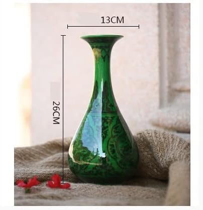 ZSEDP 仿古绿釉陶瓷花瓶花瓶手工摆件客厅卧室装饰