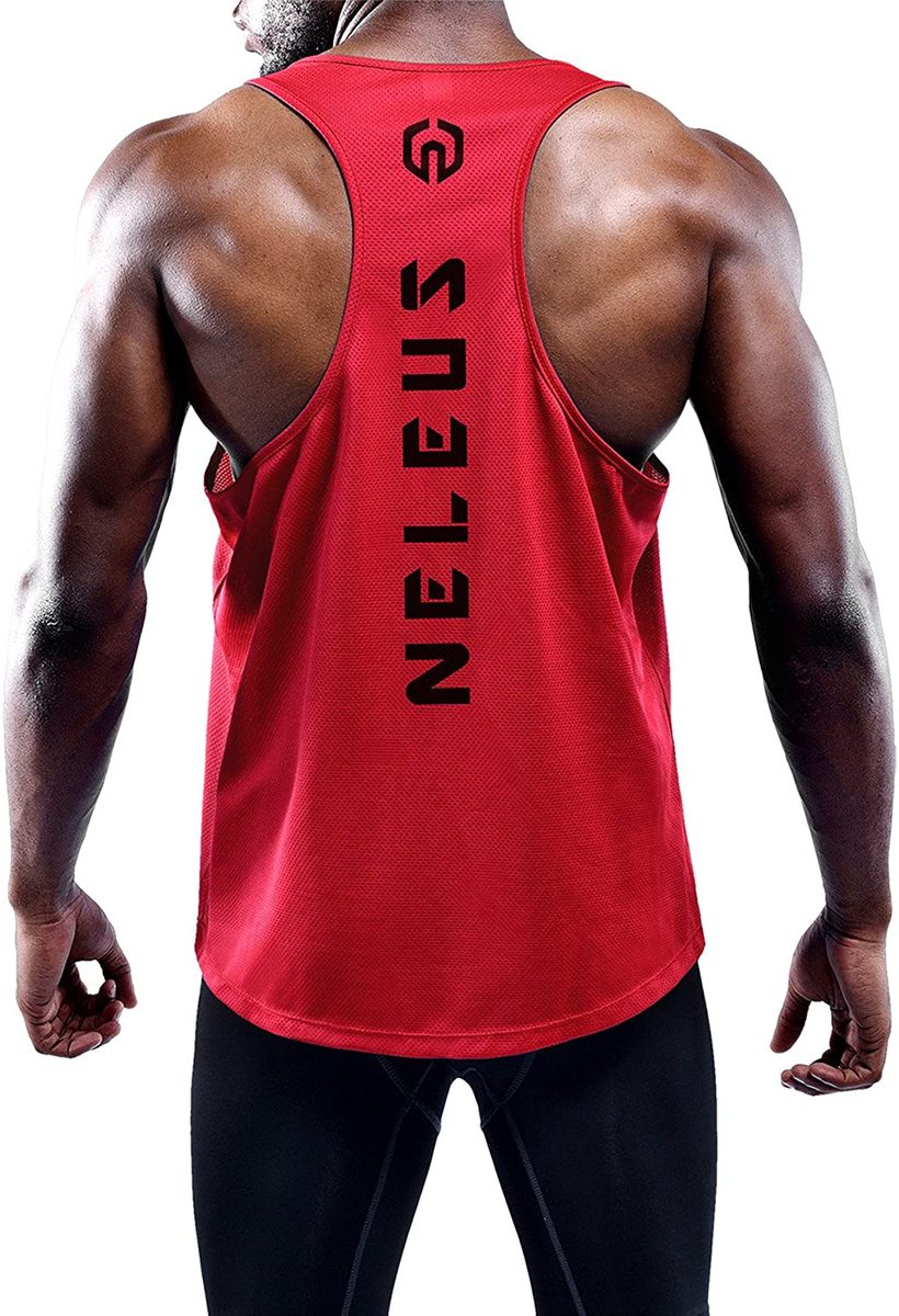 NELEUS 男式 3 件装干爽版型 Y 型背部肌肉背心