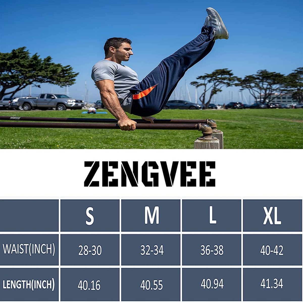 ZENGVEE 男士运动裤带拉链口袋开底运动裤适合慢跑、锻炼、健身房、跑步、训练