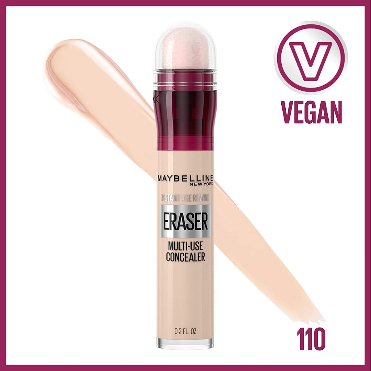 Maybelline Instant Age Rewind Eraser 黑眼圈治疗多用途遮瑕膏，110，1 件（包装可能有所不同）