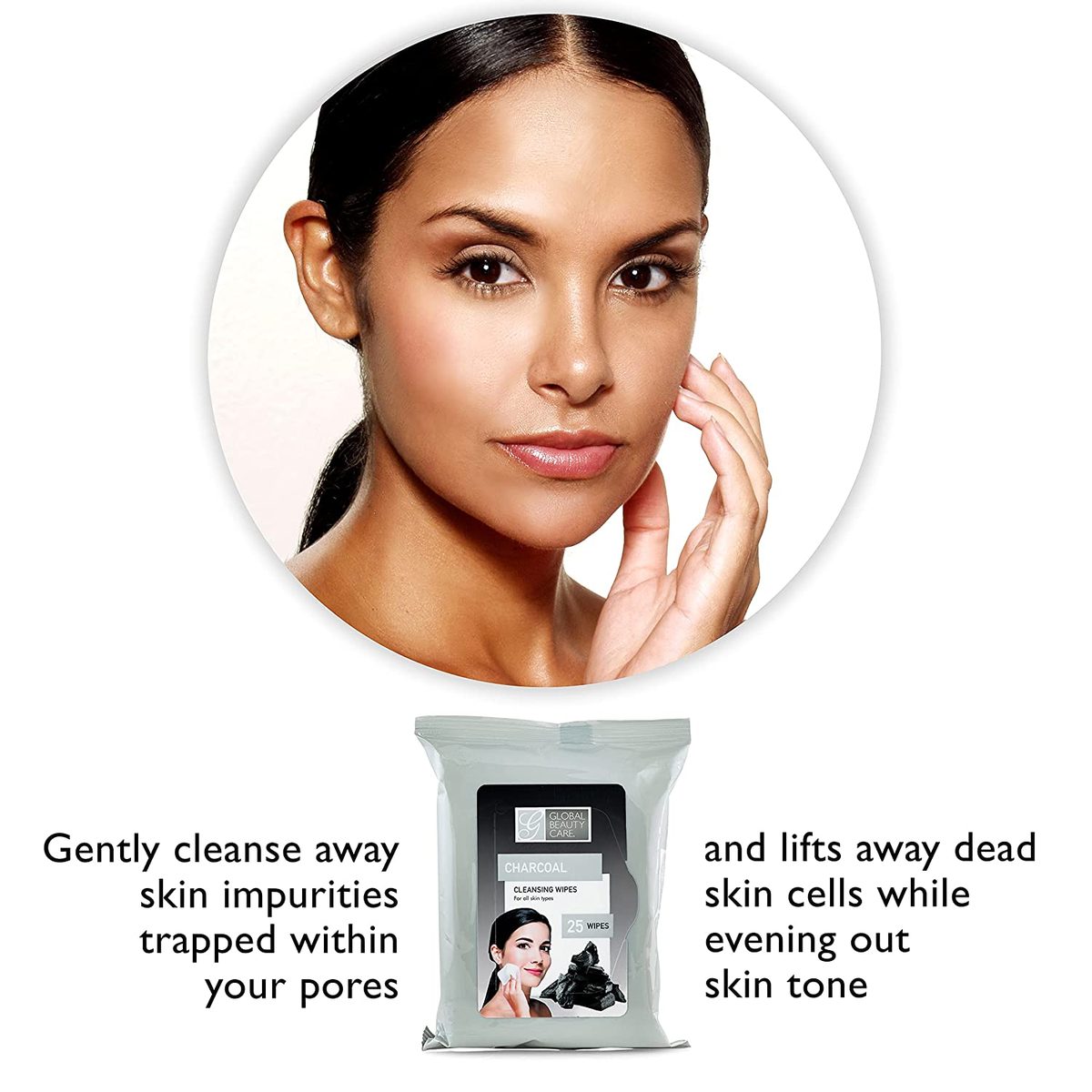 Global Beauty Care 散装清洁湿巾预润湿 4 包木炭清洁布卸妆湿巾 - 非常适合旅行用品 - 100 克拉（4 件装）