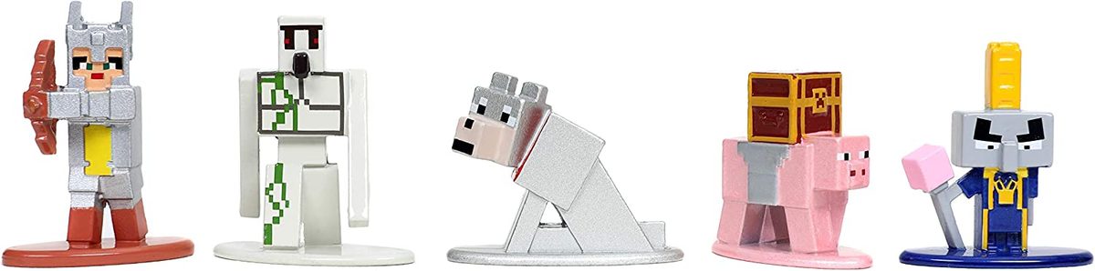 Jada Toys Minecraft Dungeons Nano Metalfigs 1.65 英寸压铸收藏品 20 件装 Wave 4，儿童和成人玩具银色