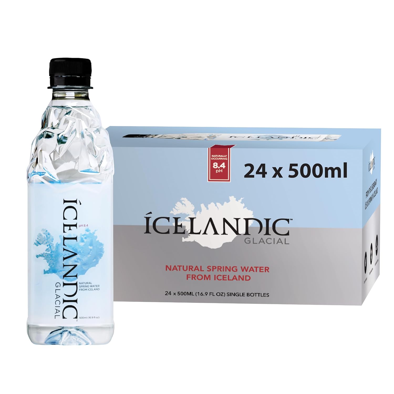 冰岛冰川天然泉水碱性水，16.9 Fl Oz（24包）