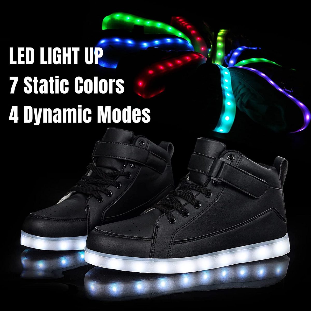 IGxx LED 发光鞋灯男式高帮 LED 运动鞋 USB 充电鞋女式发光发光闪光鞋 LED 儿童