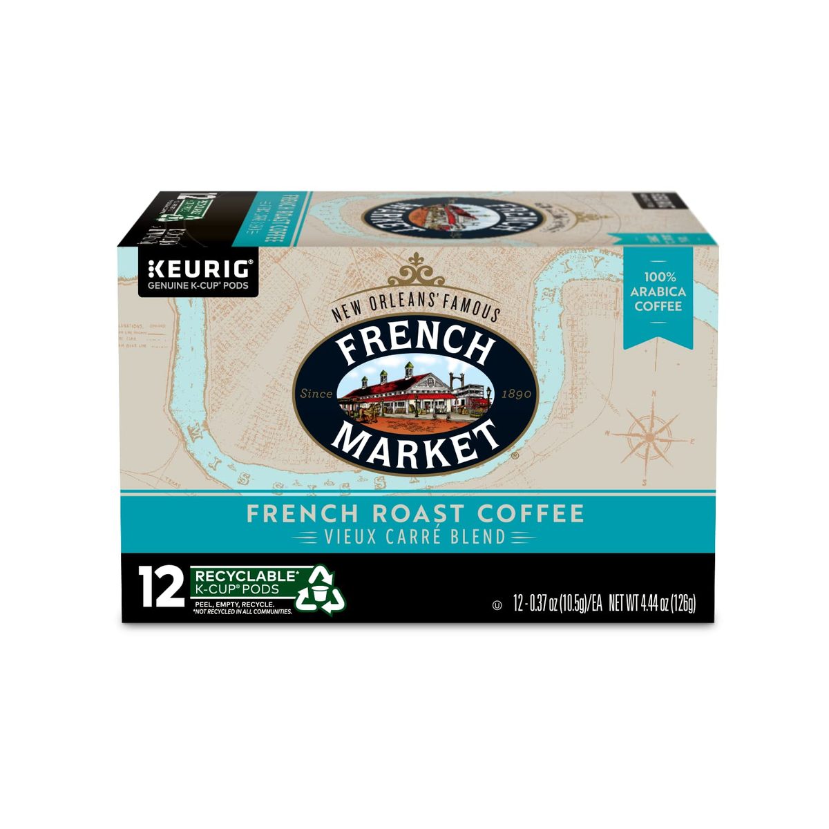 French Market Coffee，Coffee and Chicory Restaurant Blend，中度烘焙咖啡粉，12 盎司金属罐装