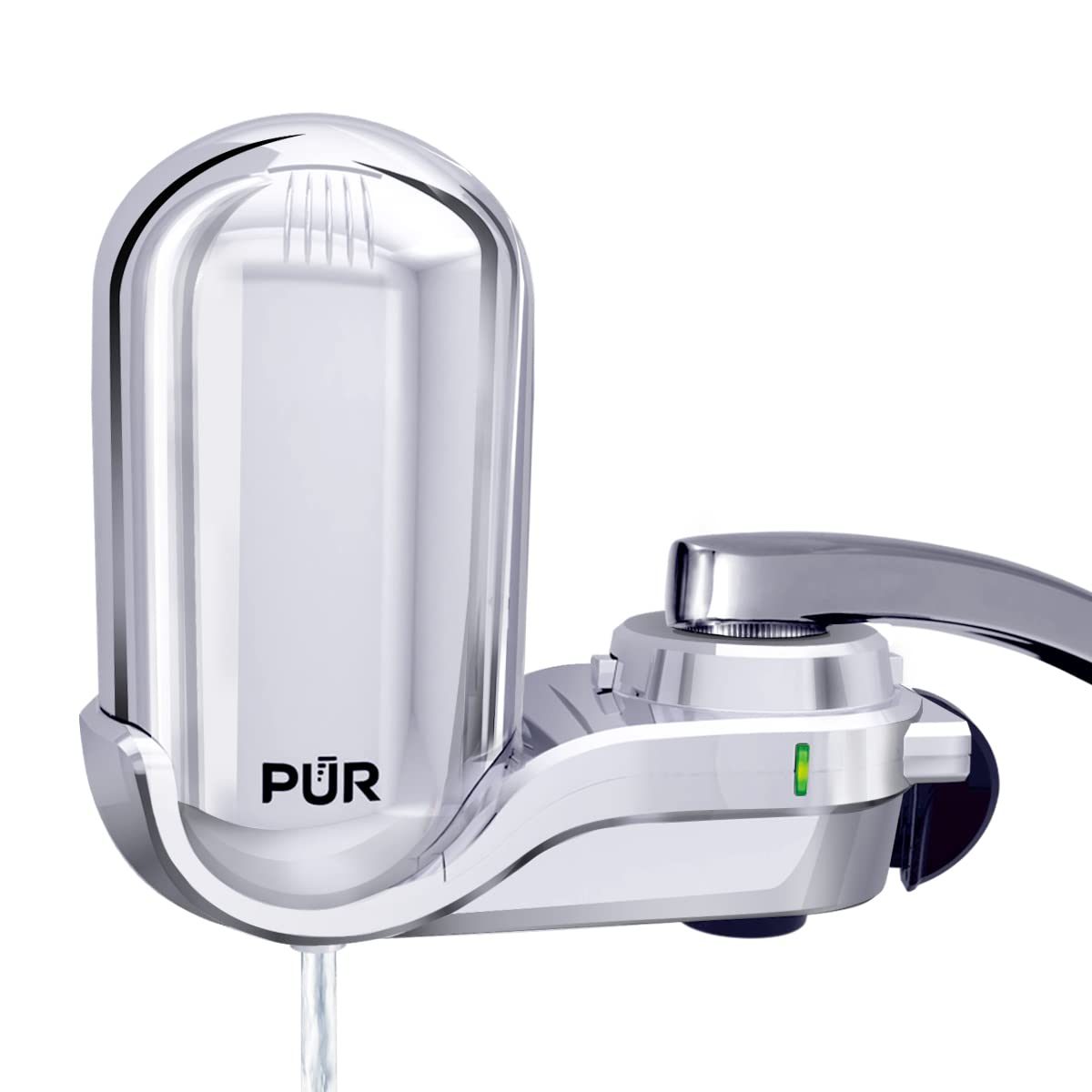 PUR PLUS 水龙头安装滤水系统，镀铬 – 用于水槽的立式水龙头安装滤水器 – 清爽、美味的过滤水，FM3700
