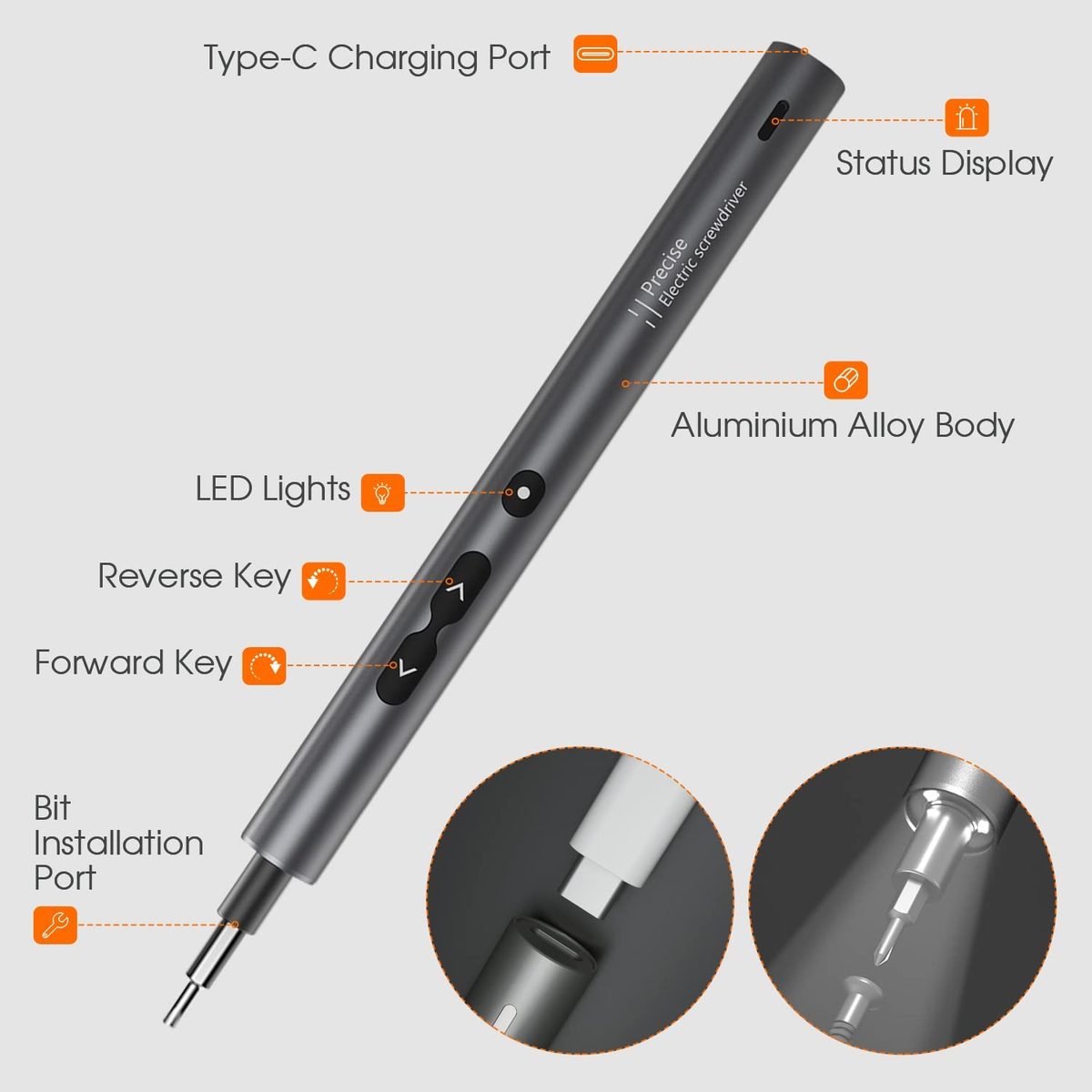 UF-TOOLS 迷你电动螺丝刀，62 合 1 充电式小型电动螺丝刀套装，带 48 钻头、LED 灯和磁垫，专业维修工具，适用于手机手表相机笔记本电脑