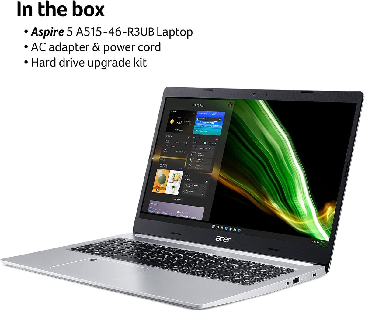 宏碁 Aspire 5 A515-46-R3UB | 15.6 英寸全高清 IPS 显示屏 | AMD Ryzen 3 3350U 四核移动处理器 | 4GB DDR4 | 128GB NVMe SSD | WiFi 6 | 背光 KB | FPR | Amazon Alexa | Windows 11 Home S 模式