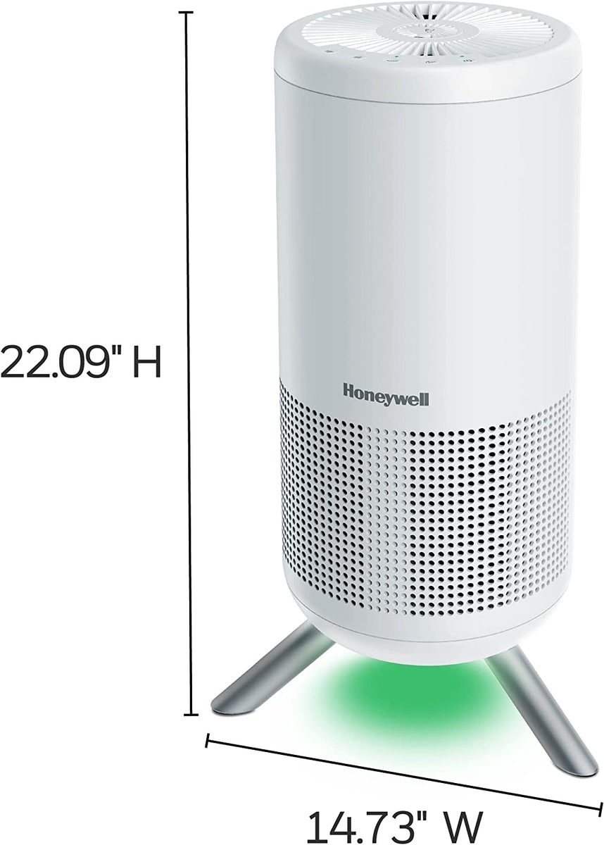 Honeywell Designer UltraQuiet Technology HEPA 空气净化塔，中大型房间（190 平方英尺）白色 - 具有智能自动模式 - 野火、烟雾和空气中的过敏原空气净化器，HPA830
