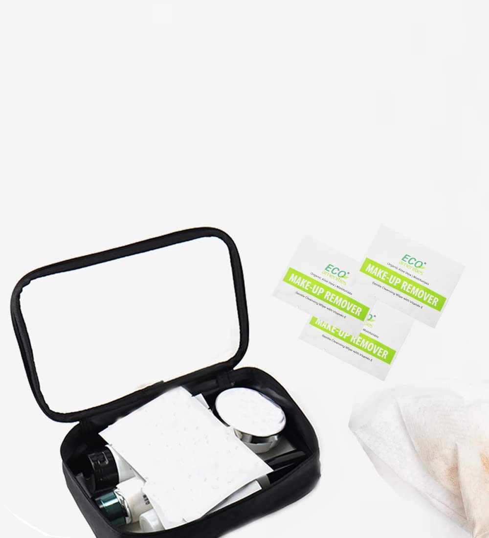 ECO Amenities 20 片卸妆湿巾，含芦荟和维生素 E 独立包装洗面巾皮肤清洁湿巾