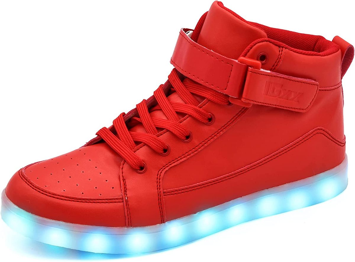 IGxx LED 发光鞋灯男式高帮 LED 运动鞋 USB 充电鞋女式发光发光闪光鞋 LED 儿童
