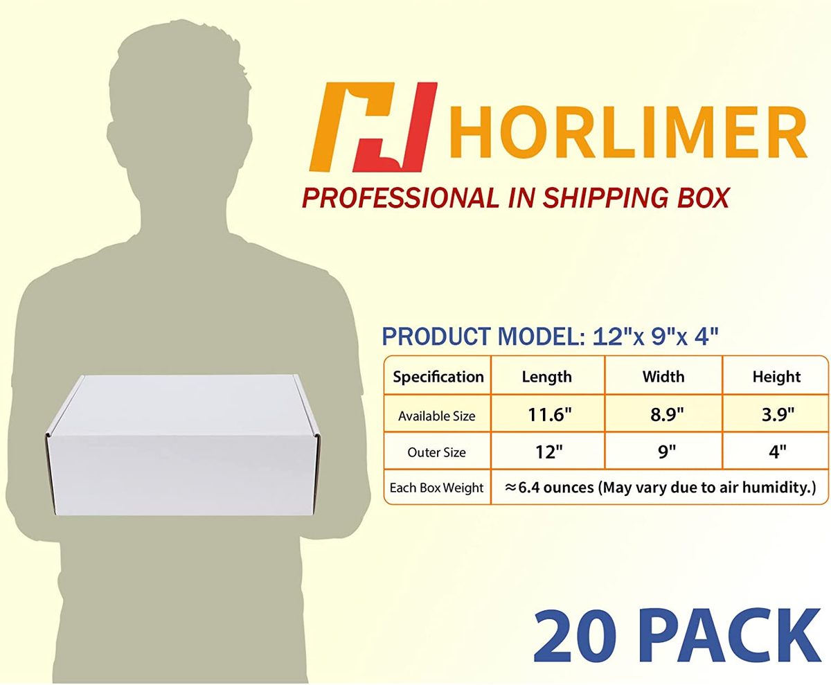 HORLIMER 6x4x3 英寸装运箱 25 件套，白色瓦楞纸板箱文学邮寄箱