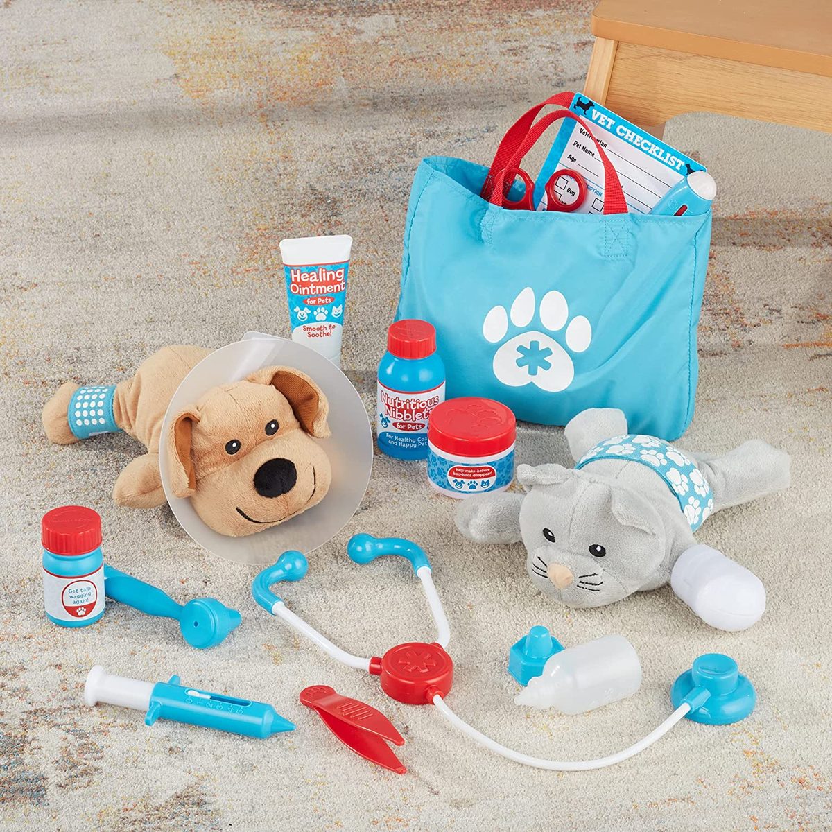 Melissa & Doug 检查和治疗宠物兽医玩具套装（24 件）- 儿童兽医玩具套装，儿童兽医套装，STEAM 玩具，角色扮演医生套装，适合 3 岁以上儿童