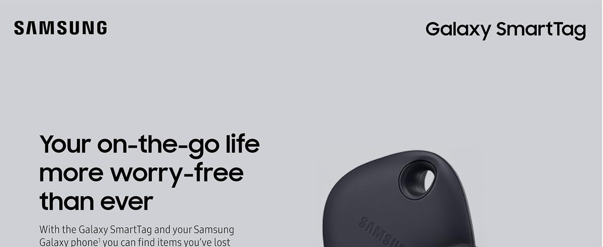 SAMSUNG Galaxy SmartTag 蓝牙智能家居配件追踪器，丢失钥匙附件定位器，包，钱包，行李箱，宠物，眼镜，2021，美国版，黑色
