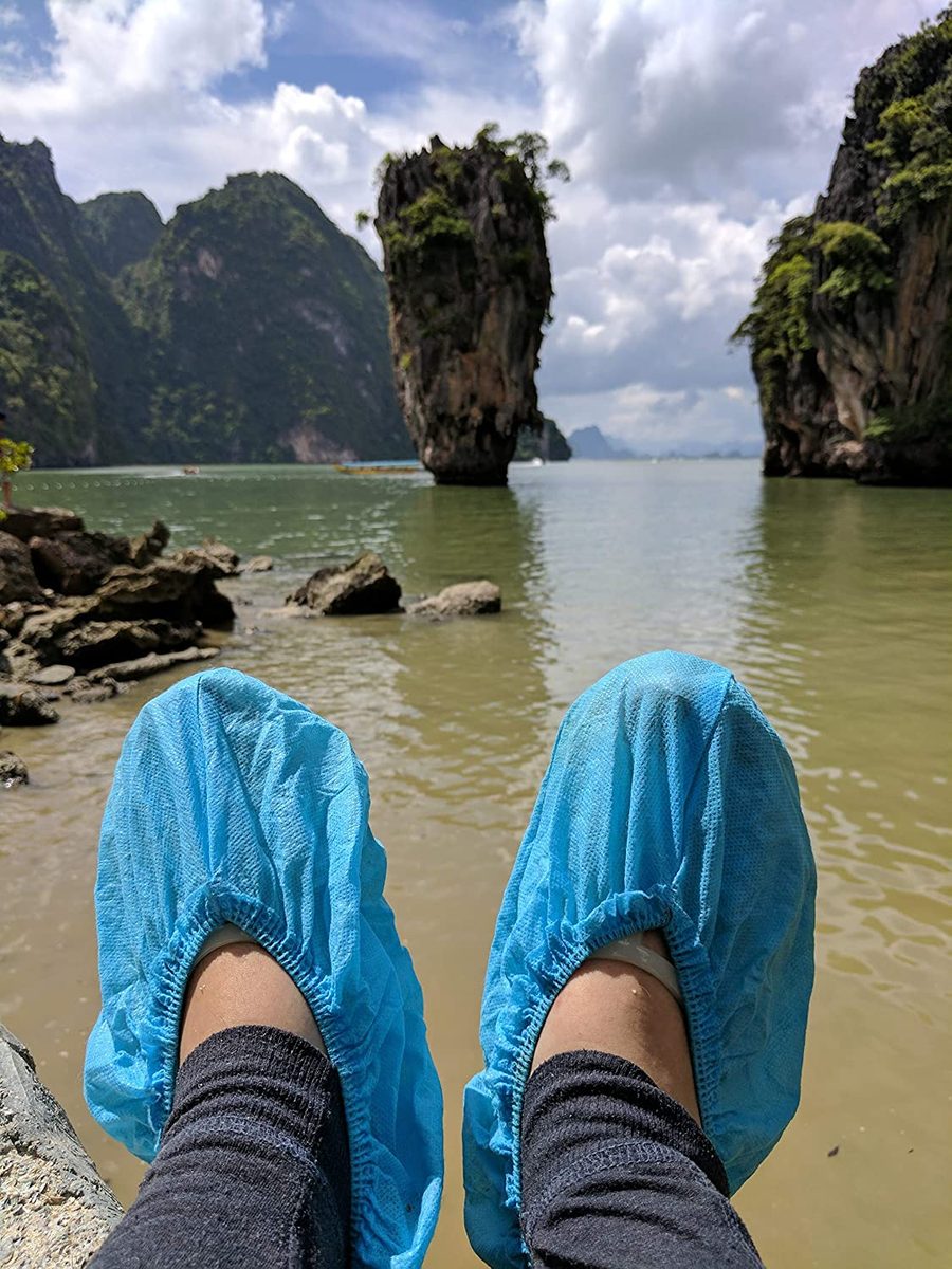 Blue Shoe Guys 专业级一次性靴子和鞋套靴子 | 100 包 |防滑、防水、可回收用于室内和室外保护 |大码美国男款 12 码和女款 14 码