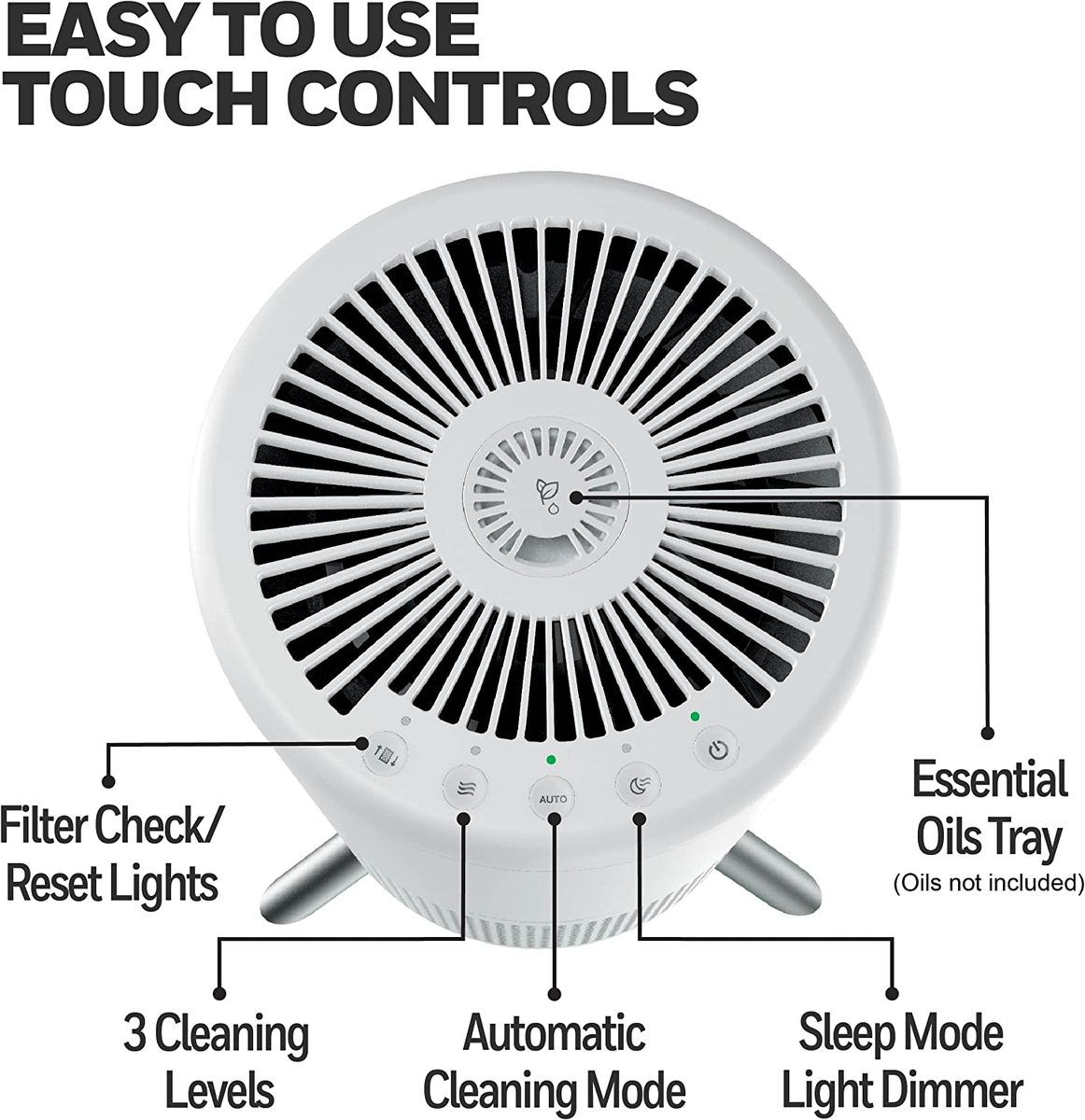 Honeywell Designer UltraQuiet Technology HEPA 空气净化塔，中大型房间（190 平方英尺）白色 - 具有智能自动模式 - 野火、烟雾和空气中的过敏原空气净化器，HPA830