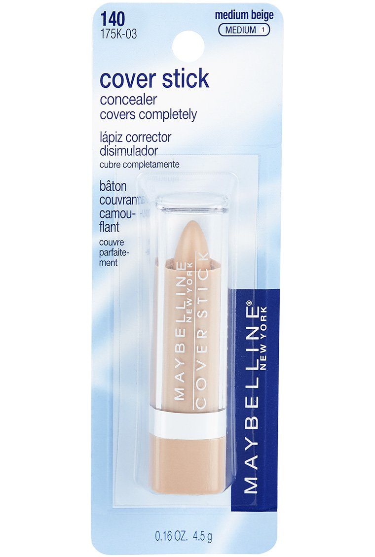 Maybelline New York Cover Stick 遮瑕膏，中号米色，中号 1，0.16 盎司