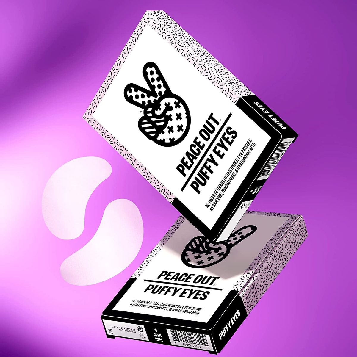 PEACE OUT Skincare 浮肿的眼睛。含有咖啡因和烟酰胺的生物纤维素眼底贴可最大程度地减少浮肿、黑眼圈和疲倦的眼睛（6 对）