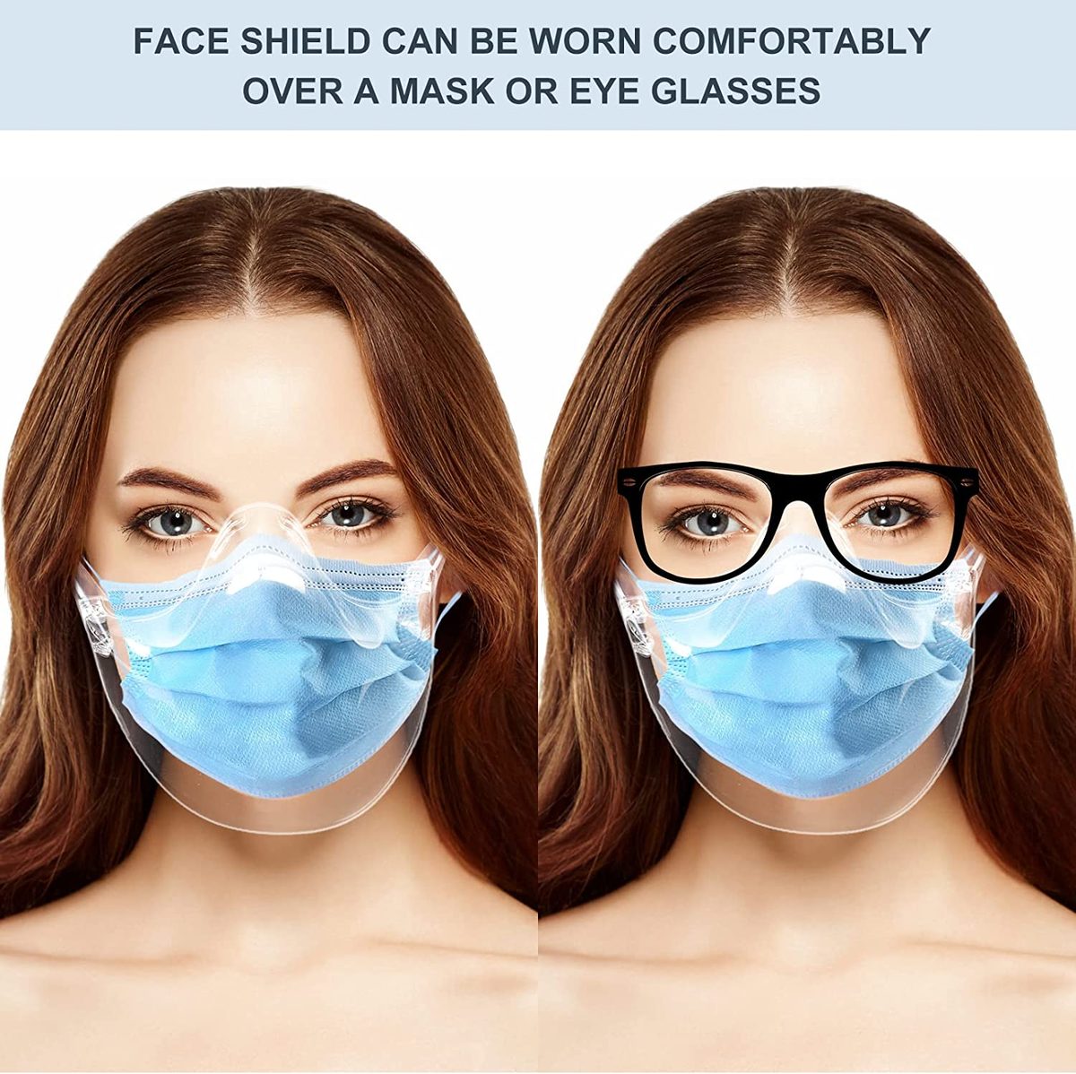 2PCS Transparent Face_Sheild，美国现货轻质防雾耐用透气可见表情脸_Sheild，塑料可重复使用可水洗脸_Sheild男女款3-4天快速发货