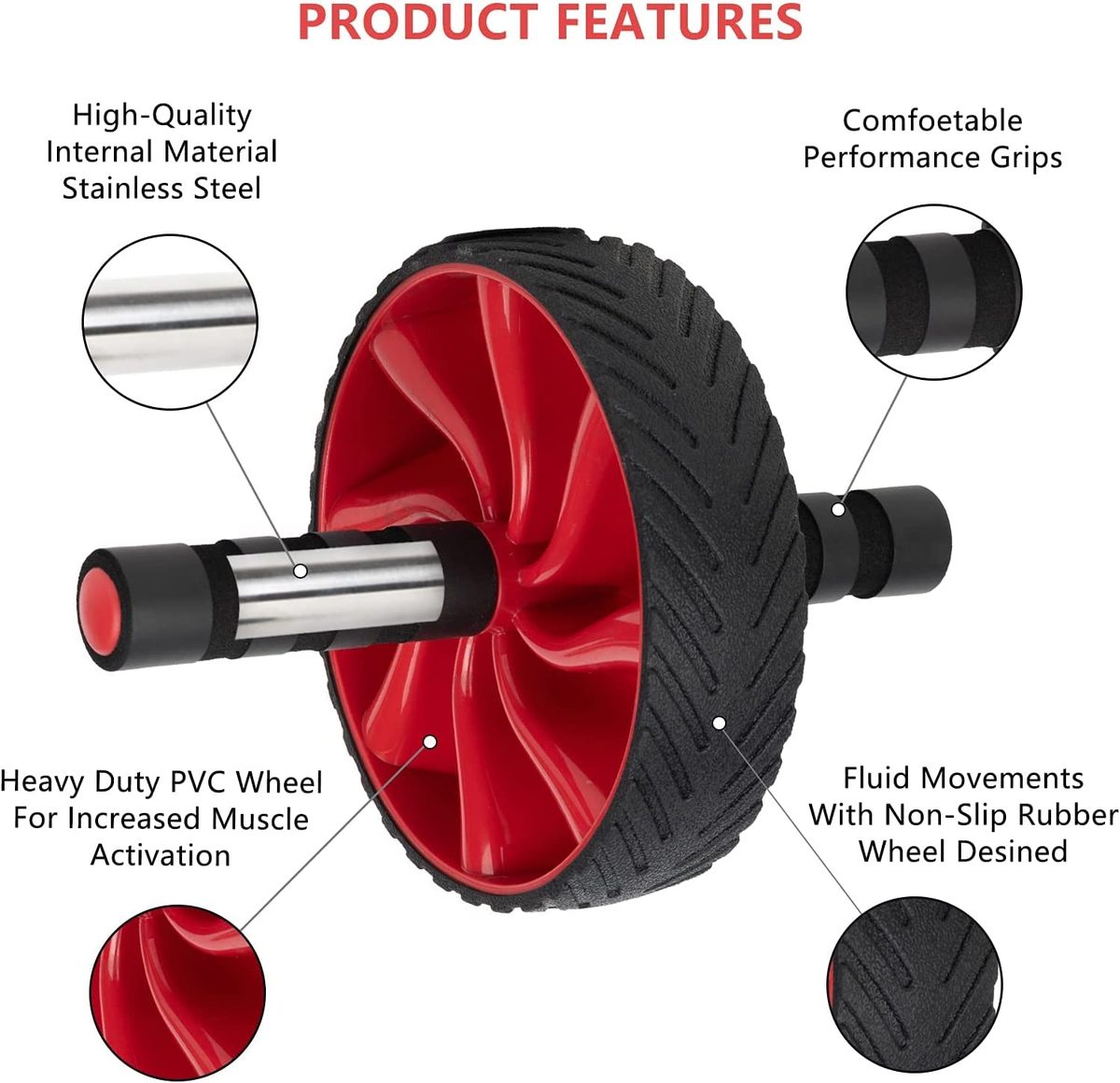 Ab Wheel Roller 家庭锻炼，用于腹部和核心力量训练的 ab 滚轮，用于家庭健身房健身的 ab 锻炼轮，适合初学者和高级水平-ab 滚轮套件