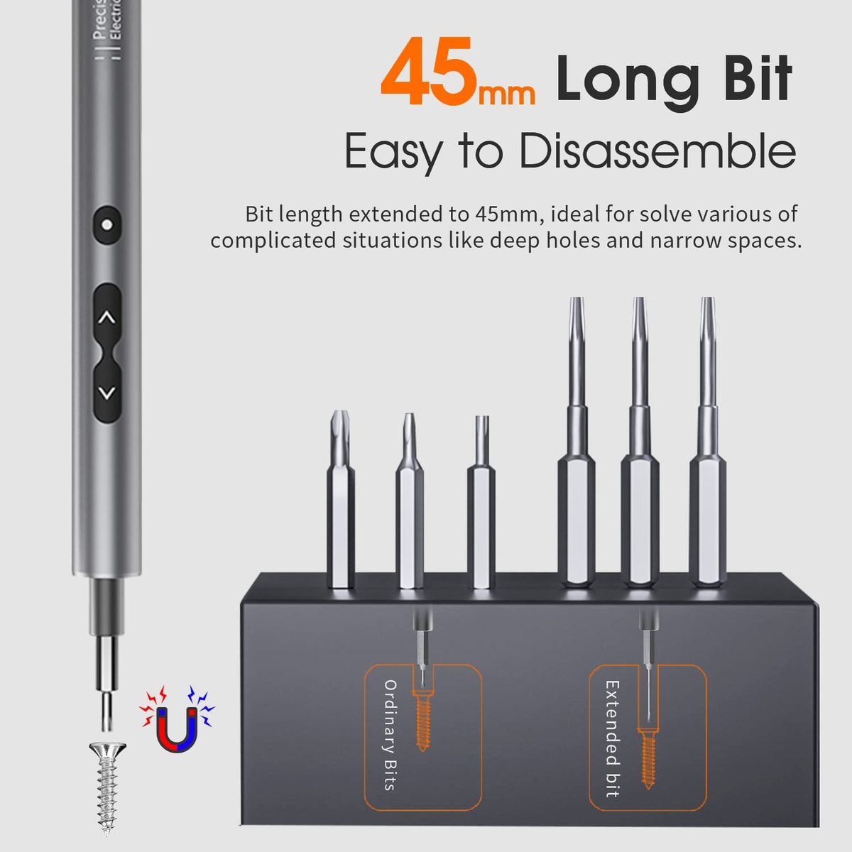 UF-TOOLS 迷你电动螺丝刀，62 合 1 充电式小型电动螺丝刀套装，带 48 钻头、LED 灯和磁垫，专业维修工具，适用于手机手表相机笔记本电脑